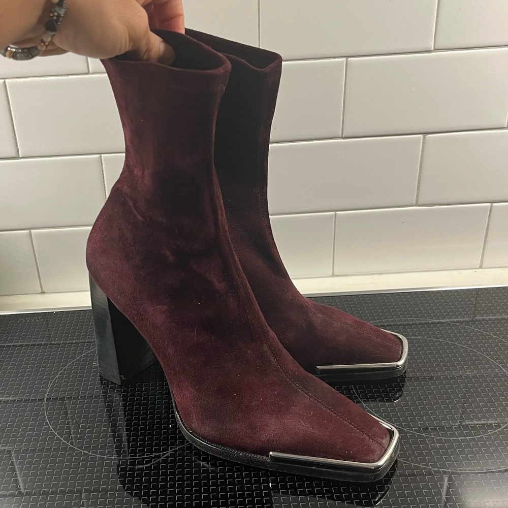 Alexander Wang Burgundy Suede Ankle / Sock Boots